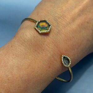 PAJ BR Brass Tone Unique Glass & Crystal Bracelet